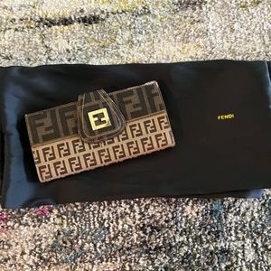 Fendi Brown Zucca and Zucchino Coated Canvas Wallet